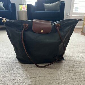 Longchamp Black and Brown Laptop Bag